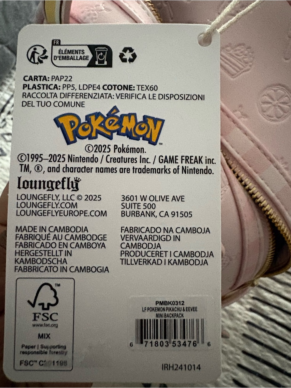 Loungefly Pikachu & Eevee Mini Backpack - Picture 6 of 7